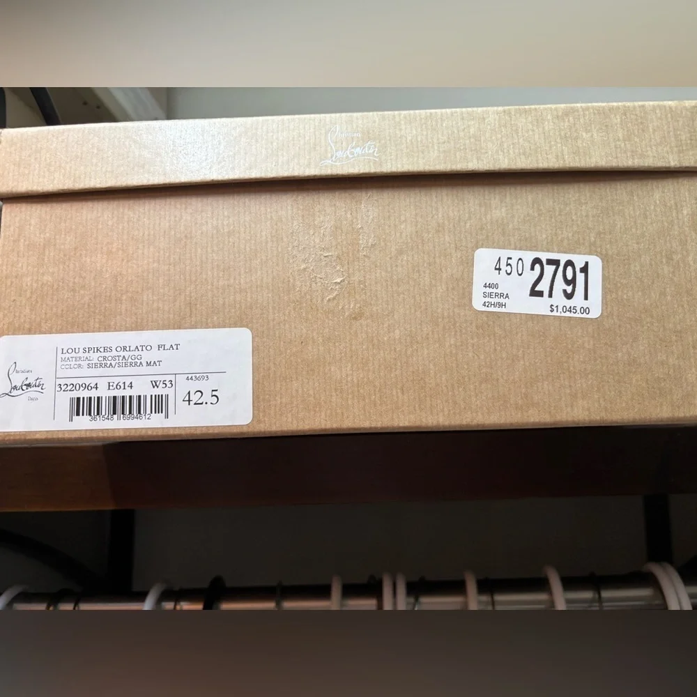 NWT Christian Louboutin Spikes Orlato Flat in Brown Retails at $1045
